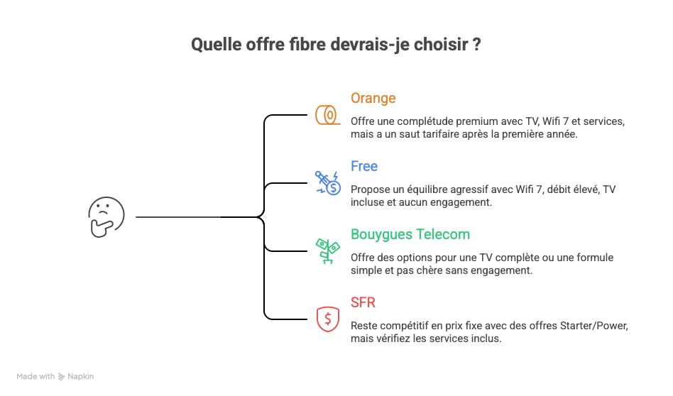 comparatif offre fibre, orange, free, bouygues, sfr